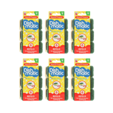 Dishmatic Green Washing-Up Sponge Refill Heads (6 Pack) x 6