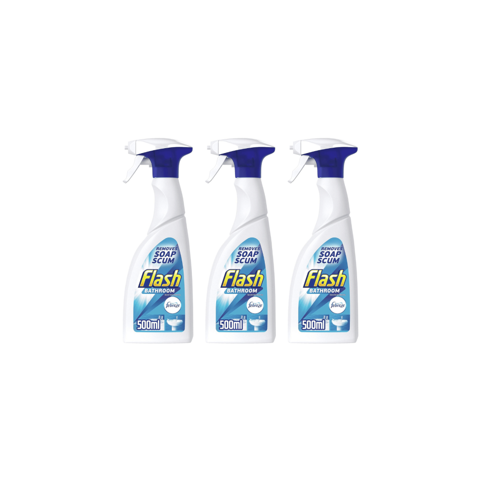 Flash Bathroom Surface Cleaner Spray 500ml - Pack of 3