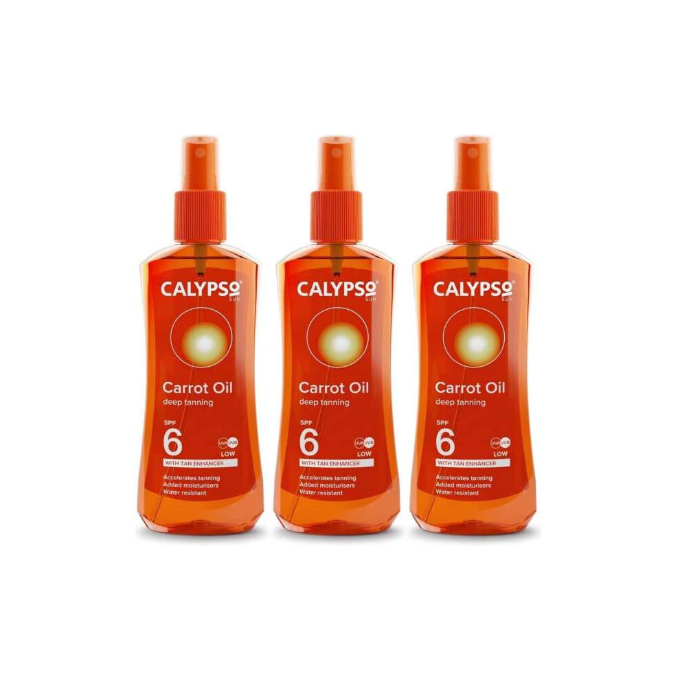 Calypso Carrot Oil Deep Tanning SPF6 With Tan Extender 200ML - Pack of 3