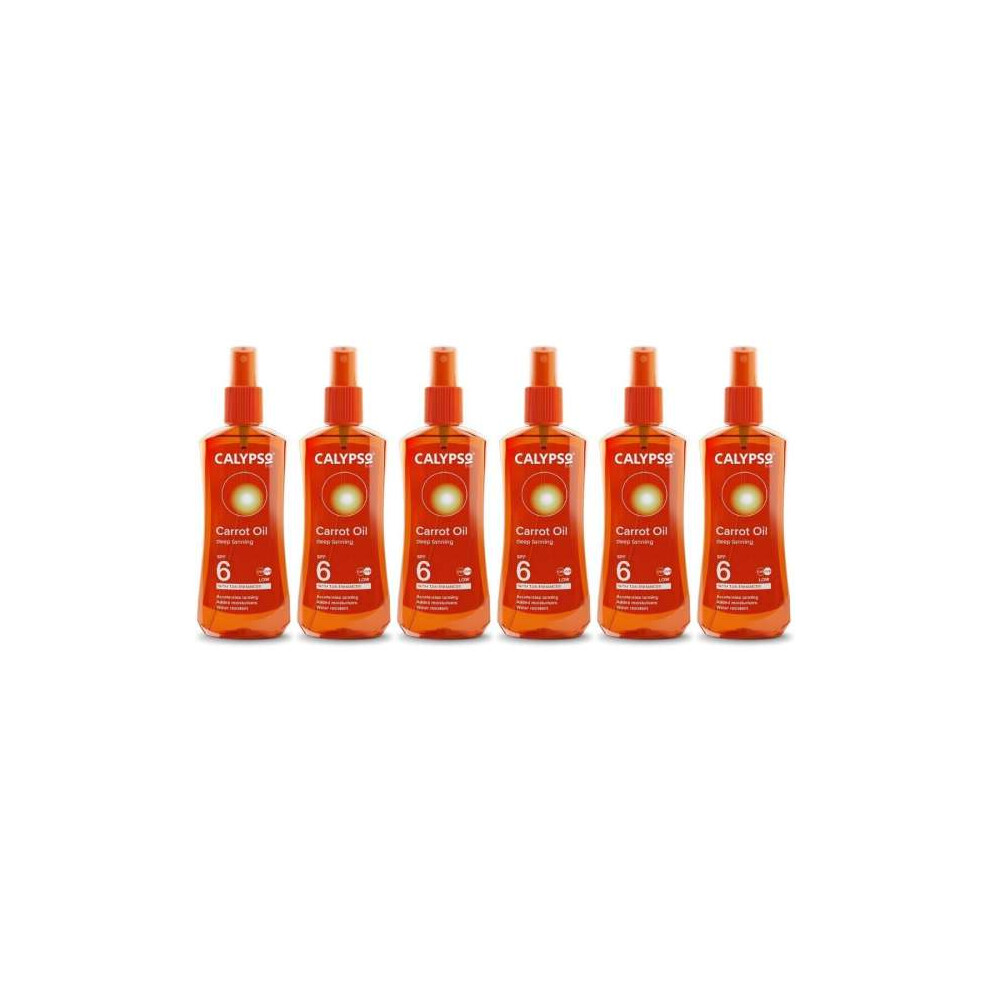 Calypso Carrot Oil Deep Tanning SPF6 With Tan Extender 200ML - Pack of 6