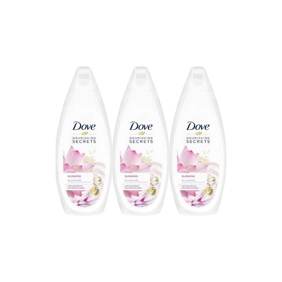 Dove Body Wash Shower Gel Glowing Lotus Flower & Rice Water 225ml - Pack of 3