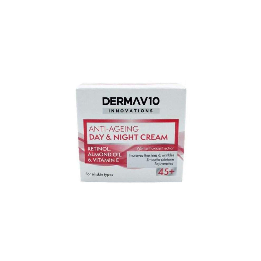 Derma V10 Day & Night Cream Anti - Ageing Retinol Almond Oil & Vitamin E 50ml