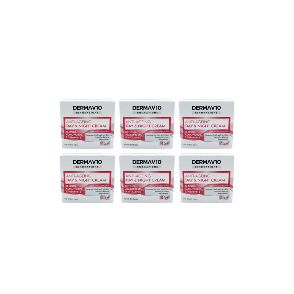 Derma V10 Day & Night Cream Anti - Ageing Retinol Almond Oil & Vitamin E 50ml - Pack of 6