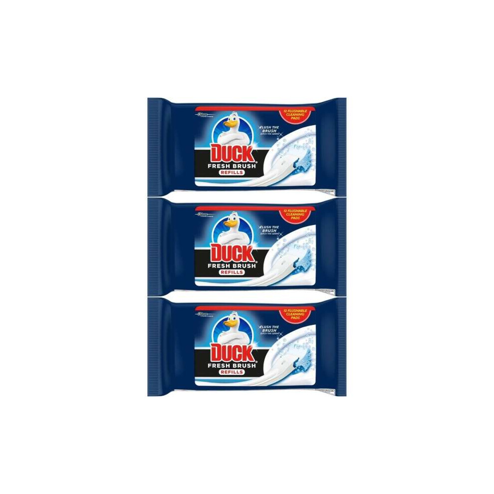 Duck Toilet Cleaning Pads Fresh Brush Refills 12 Pads - Pack of 3