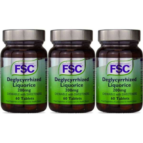FSC Deglycyrrhized Liquorice Chewable With Sweeteners 200mg 60 Tablets - Pack of 3