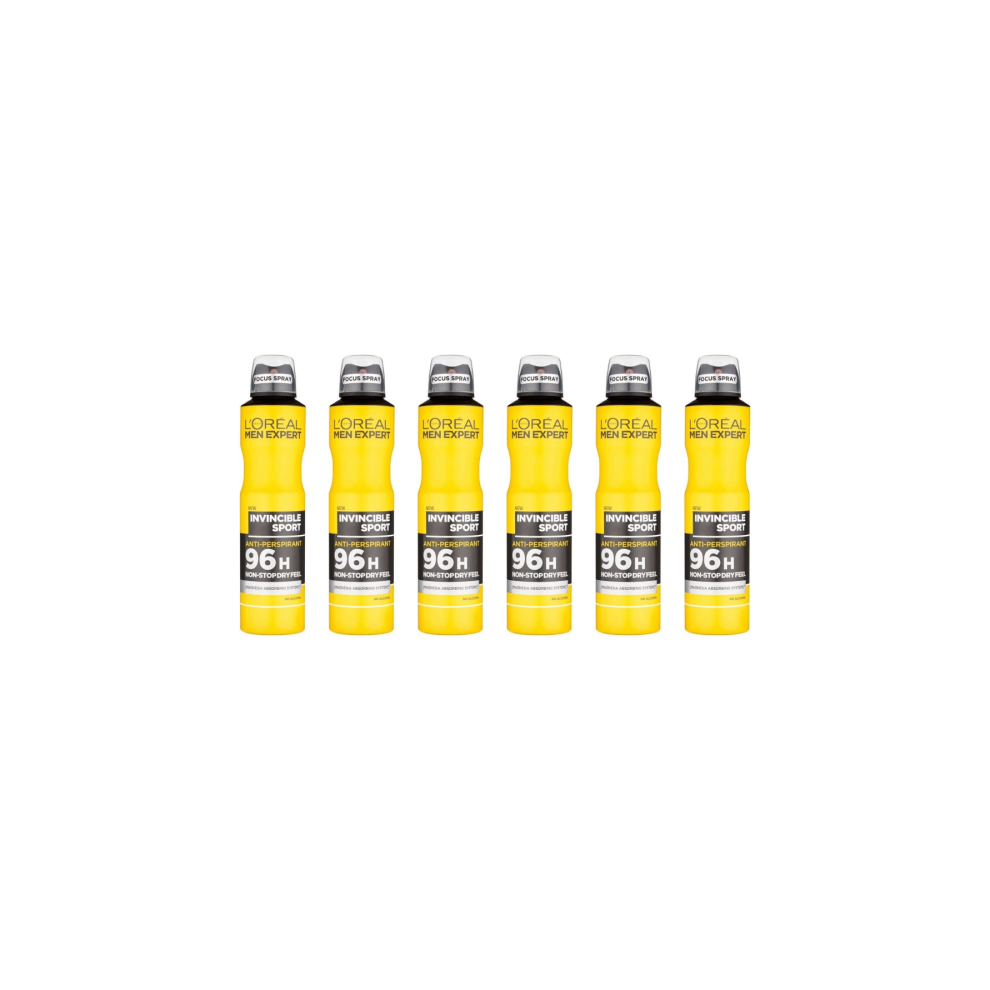 New L’oréal Paris Men's Loreal Expert Antiperspirant Deodorant Invincible Sport 250Ml - Pack Of 6