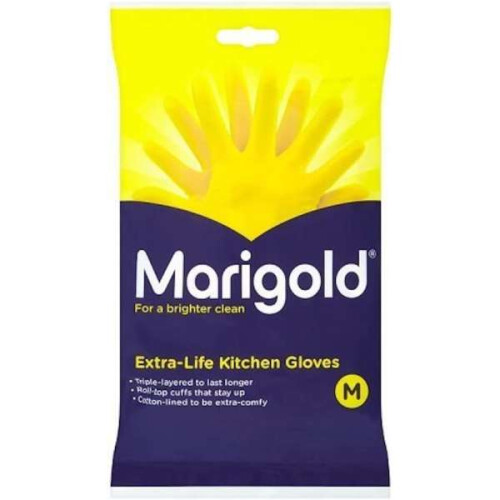 Marigold Kitchen Gloves Extra Life For A Brighter Clean Medium Size - Pack of 12 1