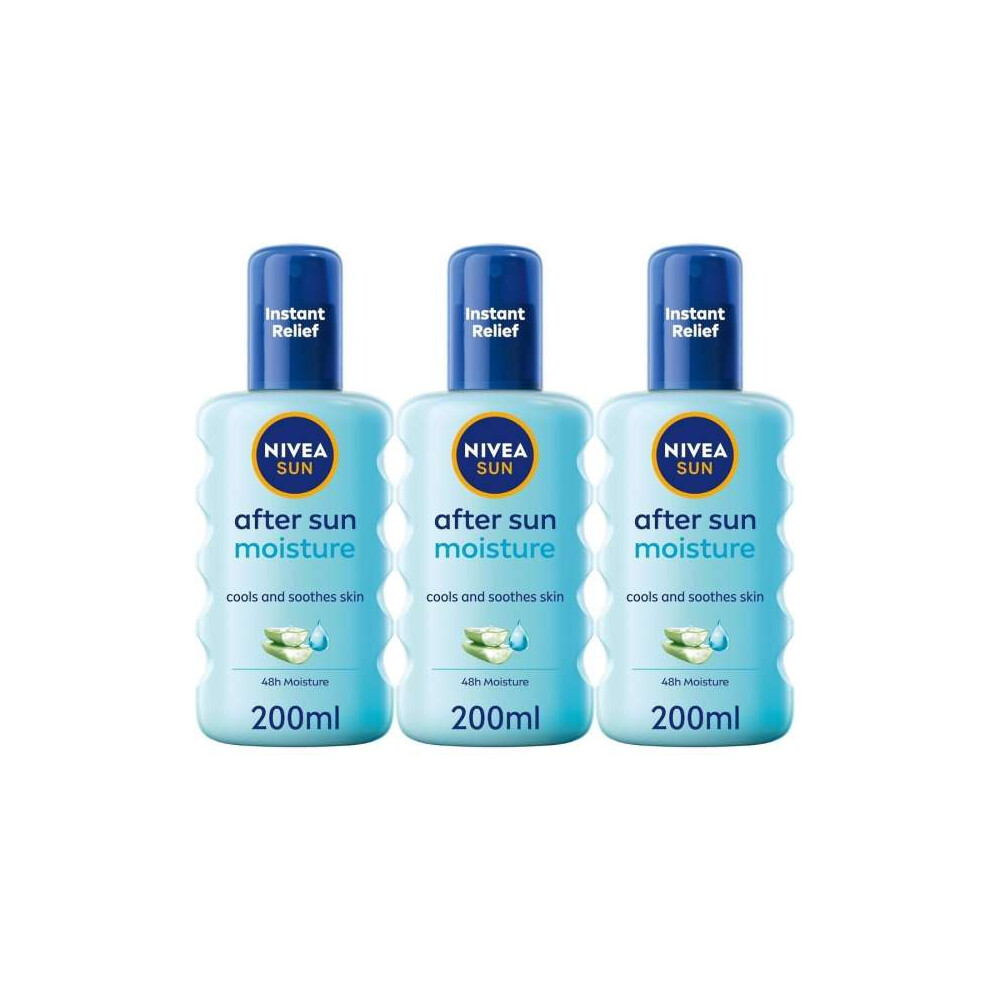 Nivea Moisture Spray After Sun Cool & Sooth Skin Aloe Vera 200ml - Pack of 3