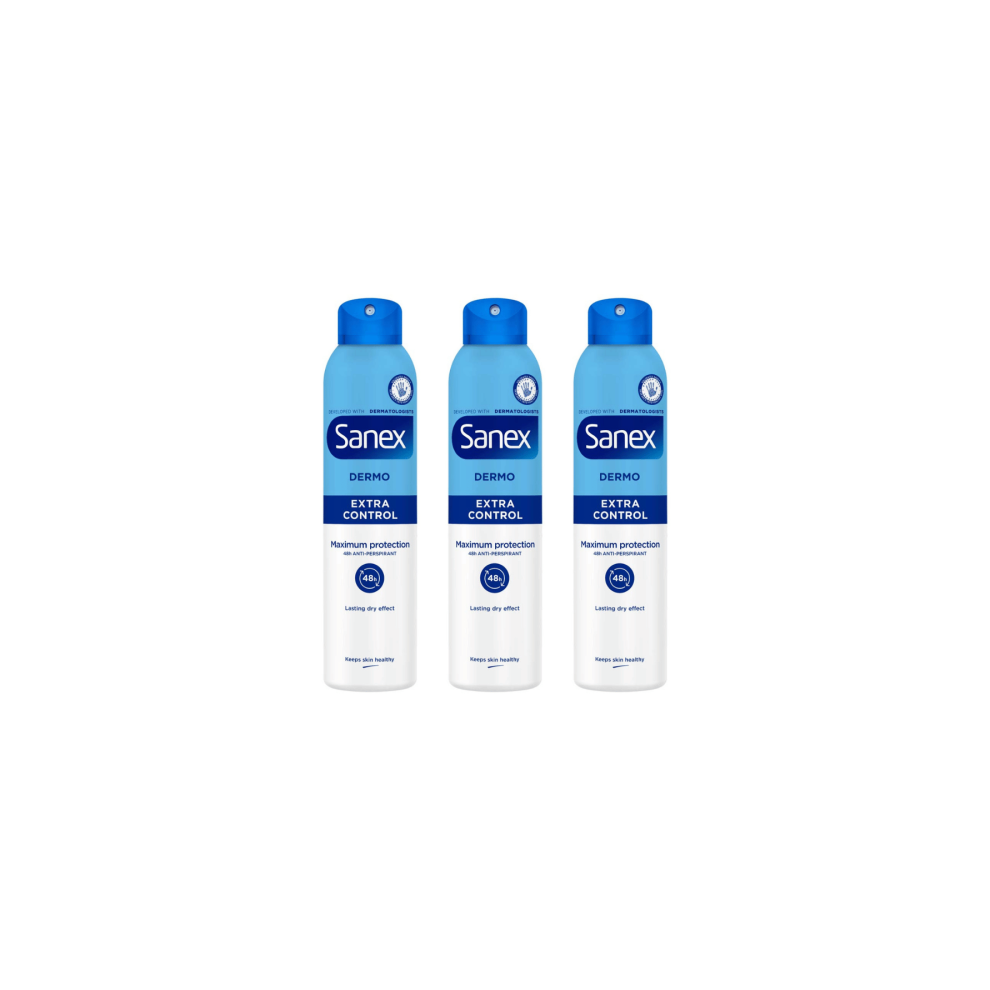 Sanex Dermo Antiperspirant Deodorant Spray Extra Control 250ml - Pack of 3