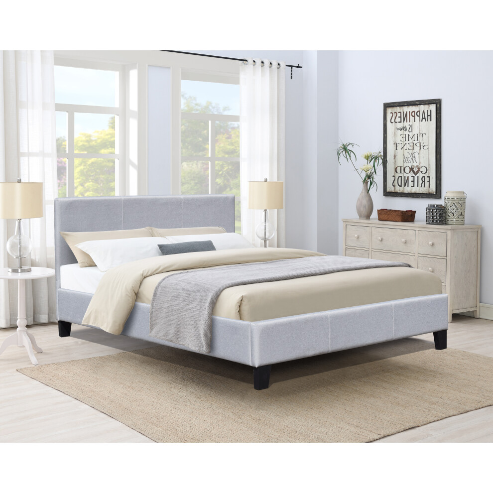 (3ft Single, With Amelia Mattress) Light Grey Fabric Gas Lift Ottoman Bedframe