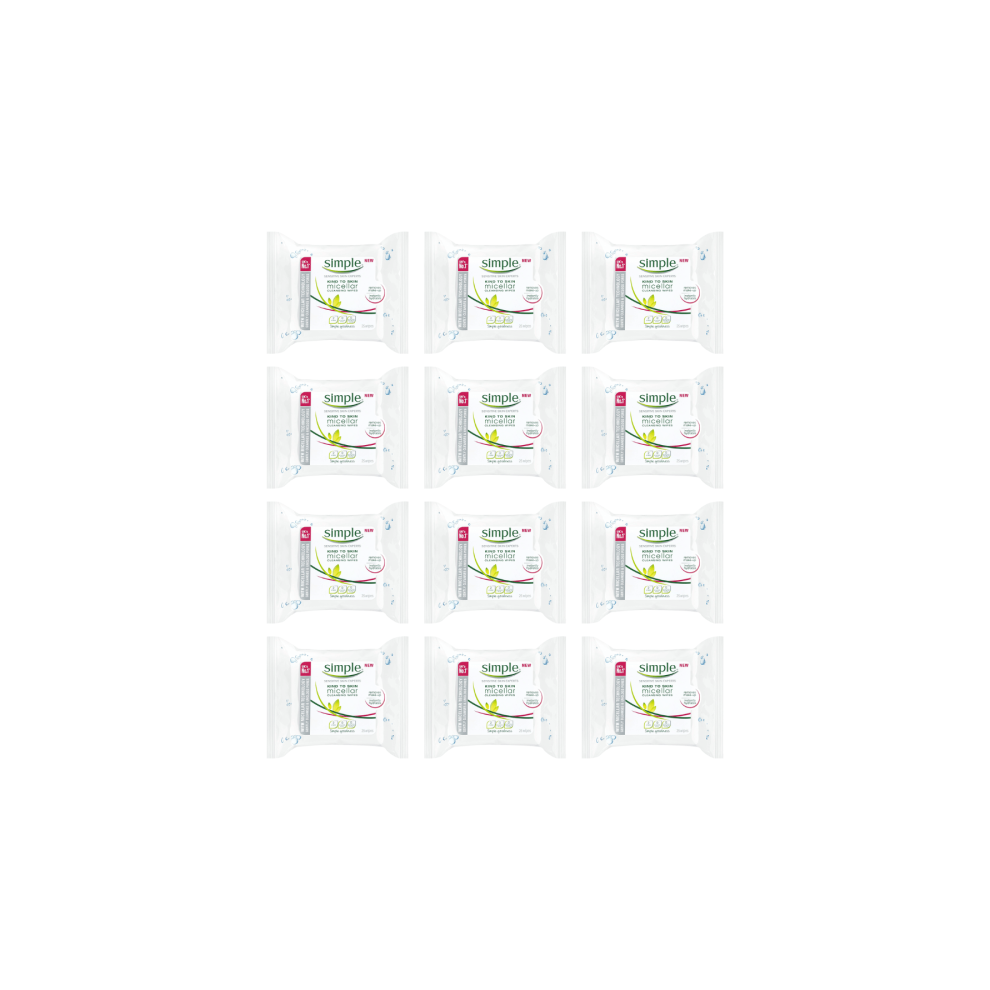 Simple Kind To Skin Micellar Cleansing Wipes 25 Wipes - Pack of 12