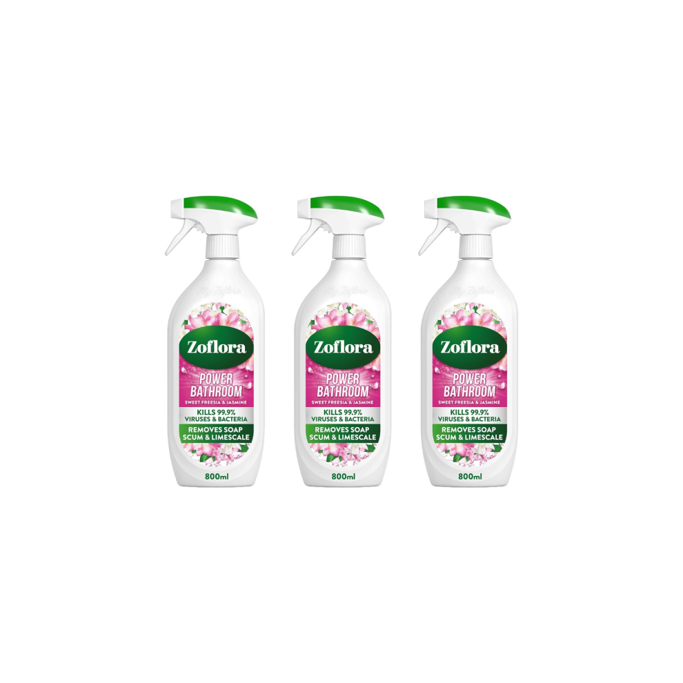 Zoflora Power Bathroom Spray Sweet Freesia & Jasmine 800ml - Pack of 3