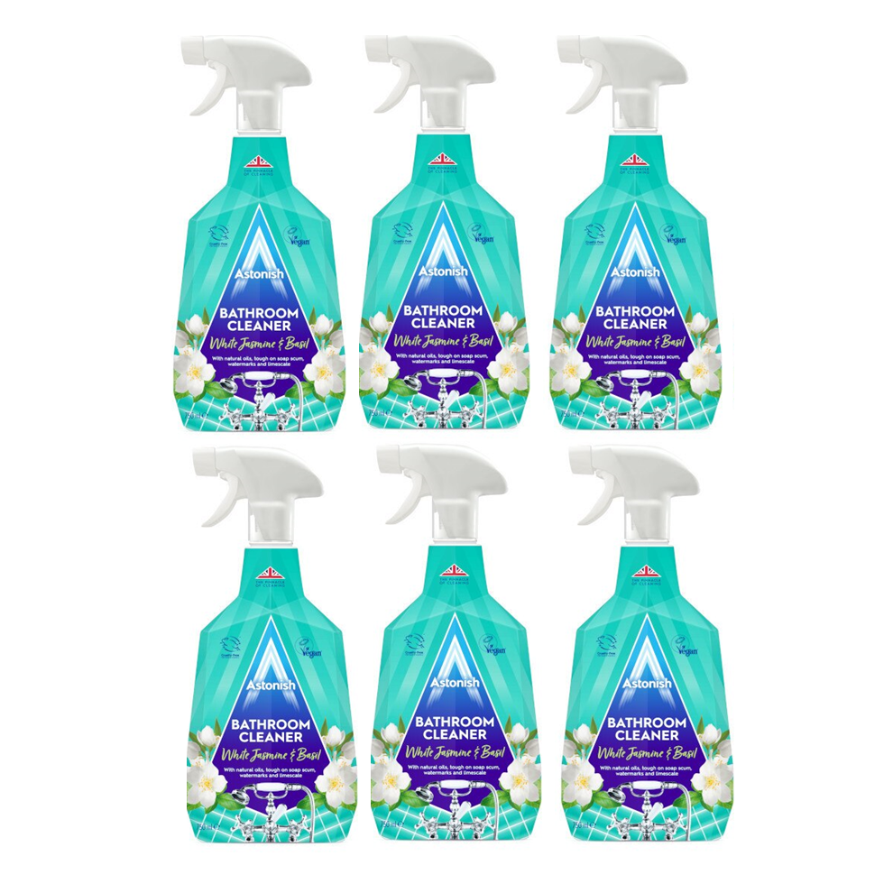 Astonish Bathroom Cleaner White Jasmine & Basil Spray 6x 750ml Bulk Cleaning