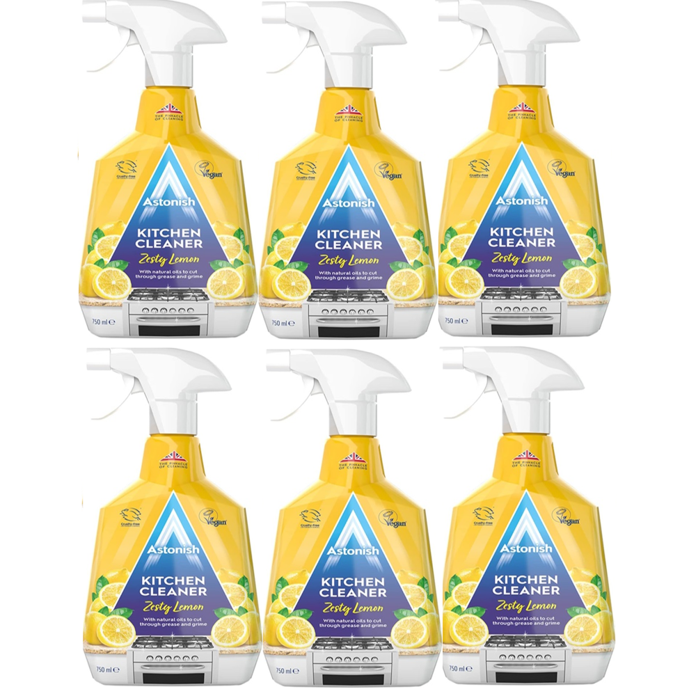 Astonish Kitchen Cleaner Spray Zesty Lemon Fragrance 6x 750ml Bulk Cleaning