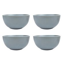Soup Bowls Set of 4 Cereal Breakfast Stoneware Grey White 750ml