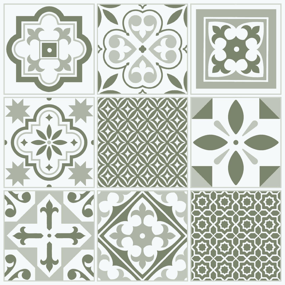 Oriental Green Floor Tiles Self Adhesive Vinyl Flooring Kitchen Bathroom 1m²