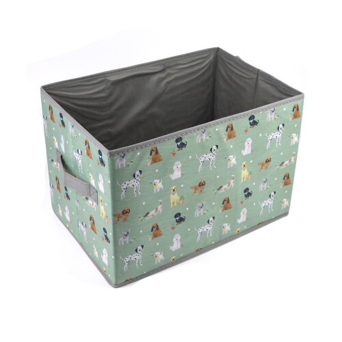 Green Foldable Pet Toy Storage Box Dog Puppy Handles Accessory