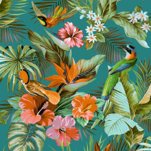Rasch Vasari Tropical Paradise Birds Multi Teal Wallpaper Luxury Vinyl