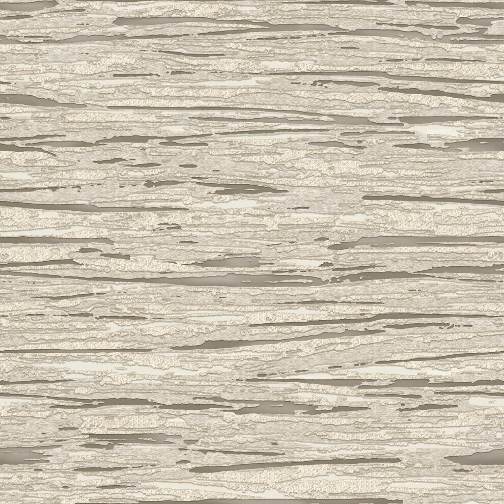 Debona Horizon Stone Taupe Wallpaper - Metallic Silver Glamorous Feature Wall - Brown - 10m x 0.53m - Image 3