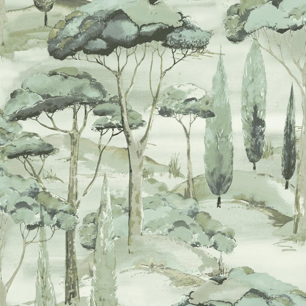 Grandeco Tree Canopy Green Wallpaper Naturistic Textured Vinyl