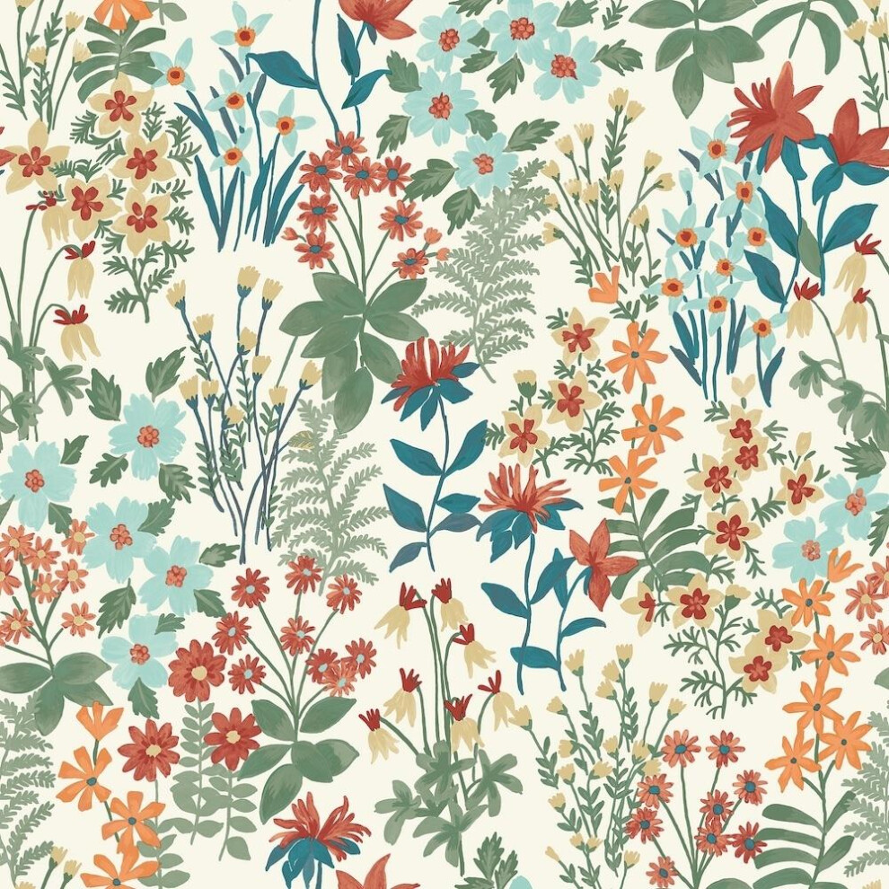 Grandeco Floral Multicoloured Wallpaper Garden Flowers Textured