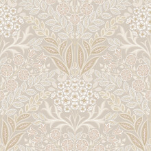 Grandeco Arts Floral Beige Wallpaper Flowers Leaves Textured