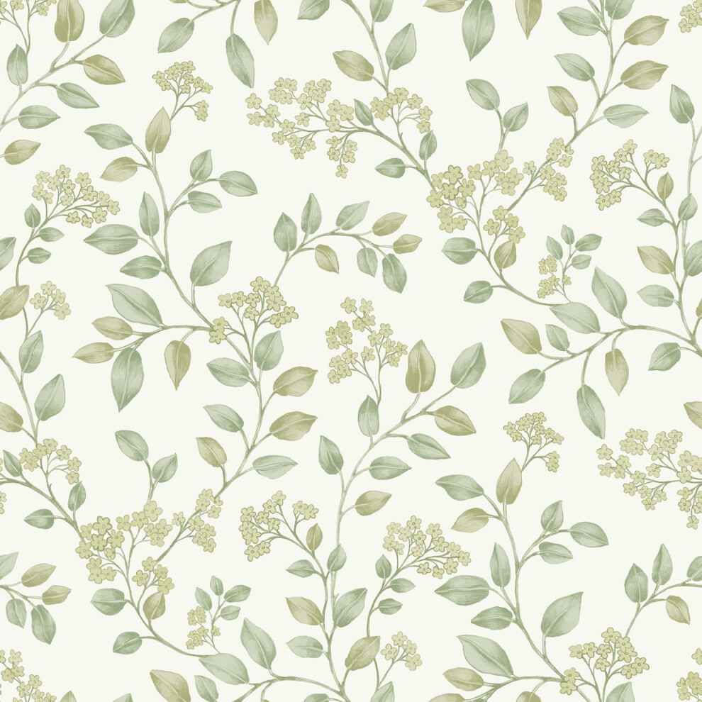 ** SAMPLE Grandeco Blossom Trail White Wallpaper (53x53) - Image 4