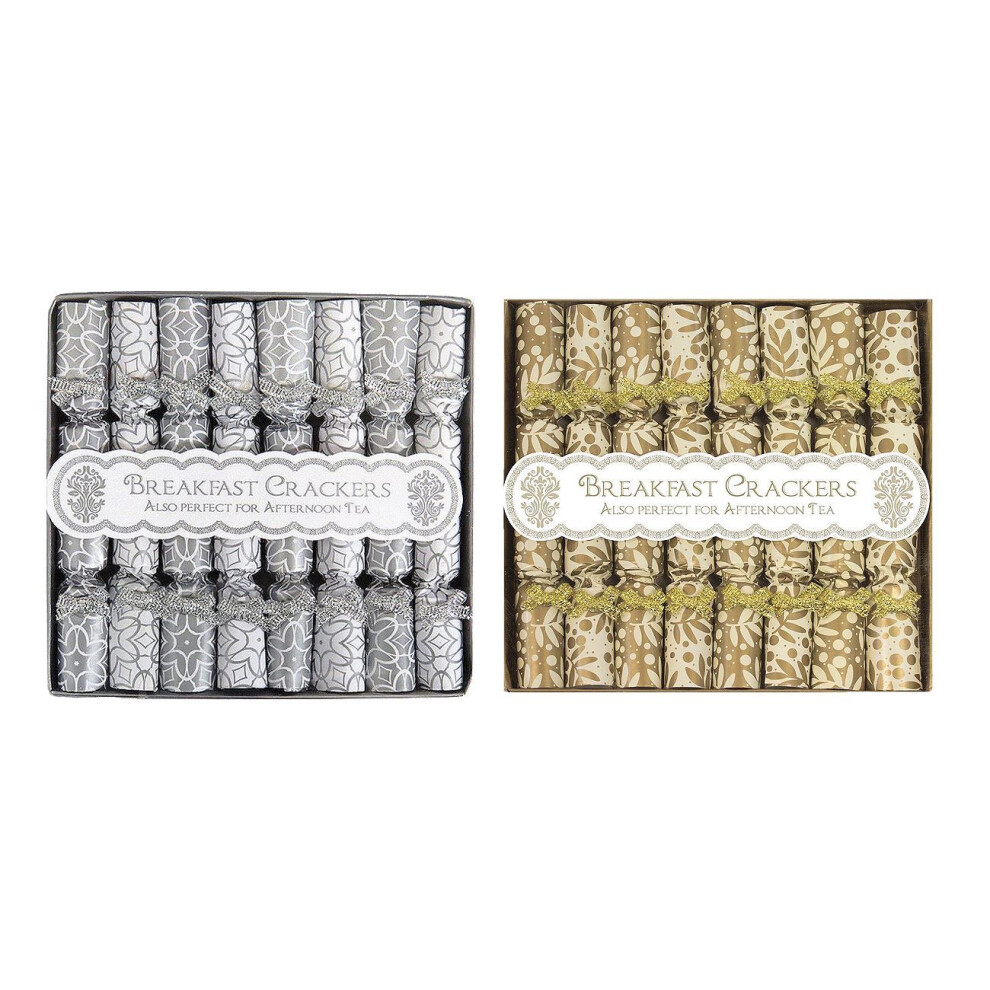 Harvey & Mason Mini Christmas Crackers Pack Of 16 Breakfast Saucer Crackers Xmas Gold