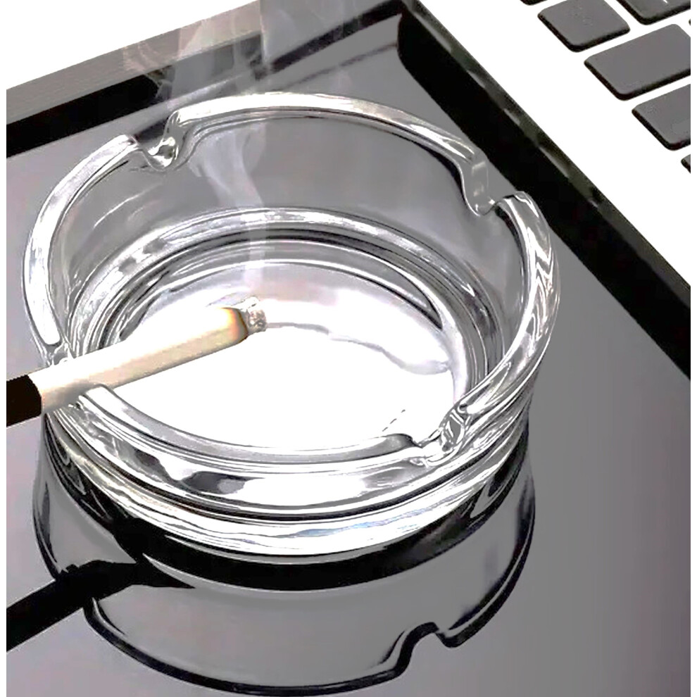 4x Round Glass Ashtrays Cigarette Butt Smoking Ashtray 10.5cm