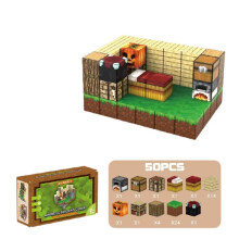 (Wooden House) Minecraft Magnetic Building Blocks Set Diy Kit Construction Toys For Kids Game