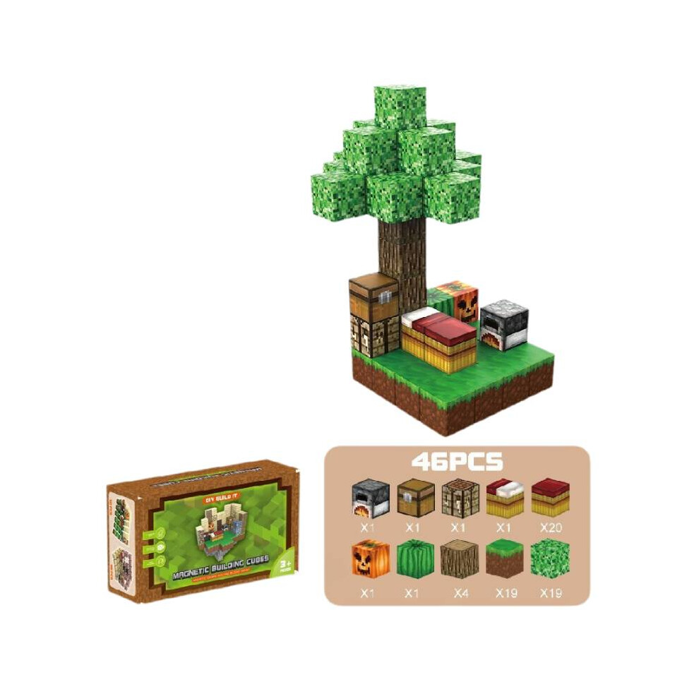 (Tree) Minecraft Magnetic Building Blocks Set Diy Kit Construction Toys For Kids Game