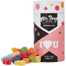 I Love You Fizzy Mix Sweets Premium Gifts 500g Tubes Vegan &amp; Vegetarian-Friendly