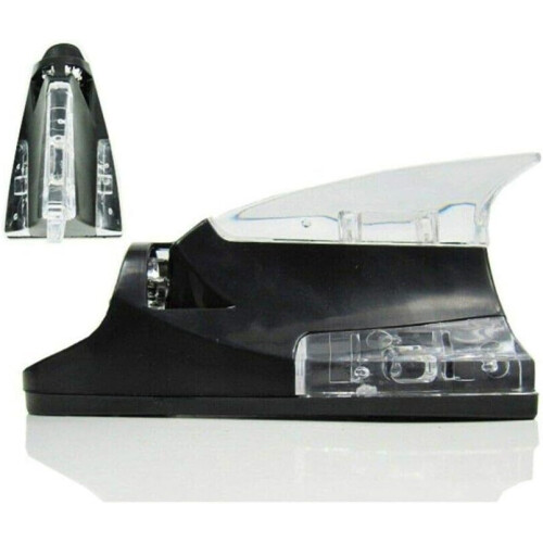 (black) MACHSWON Shark Fin Signal Antenna, Car Antenna Car Radio Shark Warning Flash Lamp for AM/FM Car Roof Radio Silver
