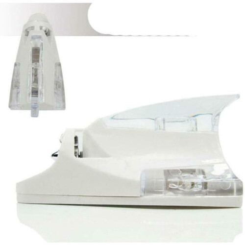 (white) MACHSWON Shark Fin Signal Antenna, Car Antenna Car Radio Shark Warning Flash Lamp for AM/FM Car Roof Radio Silver