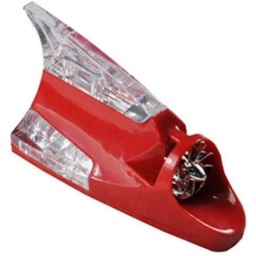 (red) MACHSWON Shark Fin Signal Antenna, Car Antenna Car Radio Shark Warning Flash Lamp for AM/FM Car Roof Radio Silver