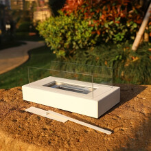 (White) Portable True Flame Fireplace Lamp for Indoor/Outdoor Use - Metal Bowl Tabletop Design