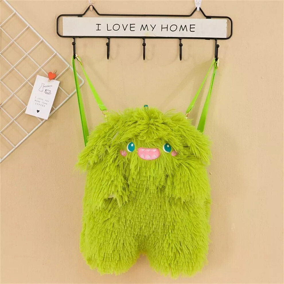 (Green) Cartoon Plush Backpack Coral Fleece Women Plush Bag  Kids Children Gifts-image-OPC-PDYCQB8-NEW