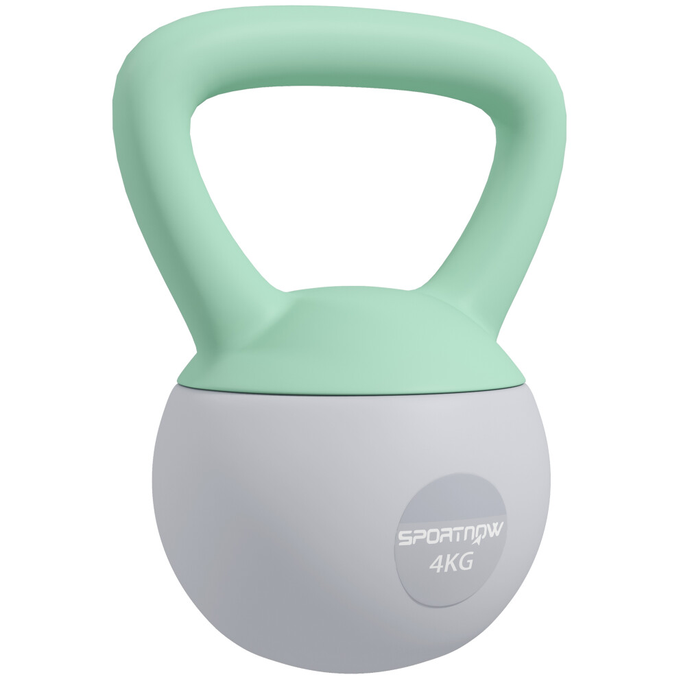 SPORTNOW 4KG Kettlebell With Soft Body And Non-Slip Handle, Grey And Green