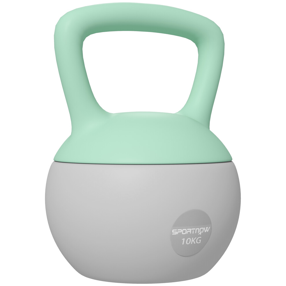 SPORTNOW 10KG Kettlebell With Soft Body And Non-Slip Handle, Grey And Green