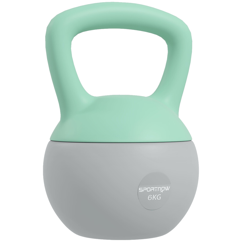 SPORTNOW 6KG Kettlebell With Soft Body And Non-Slip Handle, Grey And Green