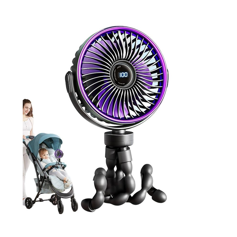 (Black) Fan for Cart Stroller Fan Portable Outdoor Fan Clip On for Baby Portable Stroller Fan 5 Speeds Fan Clip On Flexible Pram Fan