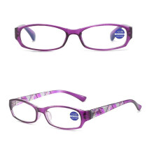 (Purple, +5.00 strength) Women Adjustable Stylish Flower Reading Glass +1.0~+4.5 5.0 5.5 +6.0 Customized
