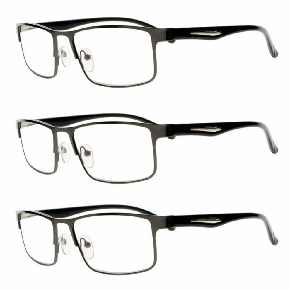 (3 Pieces Pack, =+4.00 strength) 3 Pieces Mens Black Vintage Nerd  Rectangle Metal Reading Glass +1.00 ~ +4.00-image-OPC-PDYCRTJ-NEW