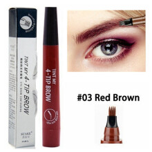 (Red brown) 4 Point Eyebrow Pencil Waterproof Liquid Eyebrow Pen Makeup Long Lasting 4 Fork Tip Brow Pen Cosmetic Microblade Brow Pencil