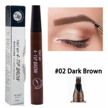 (Dark brown) 4 Point Eyebrow Pencil Waterproof Liquid Eyebrow Pen Makeup Long Lasting 4 Fork Tip Brow Pen Cosmetic Microblade Brow Pencil