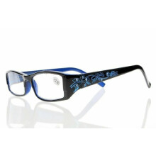 (+3.00 strength, Blue) Women's Spring Hinges Rhinestone Flower Resin Lens Reading Glass +1.0~+4.0 New
