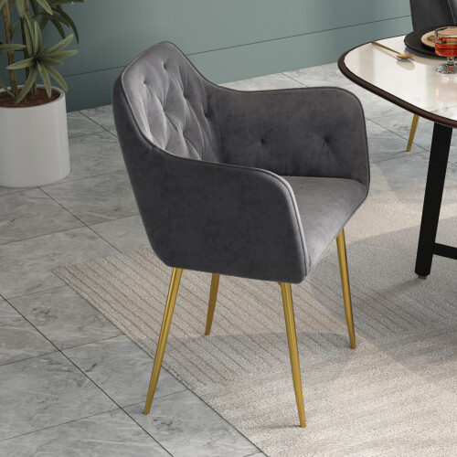 Living And Home Velvet Upholstered Dining Chair 2
