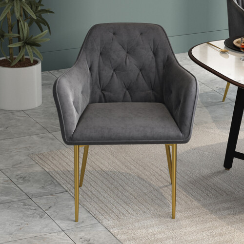 Living And Home Velvet Upholstered Dining Chair 1