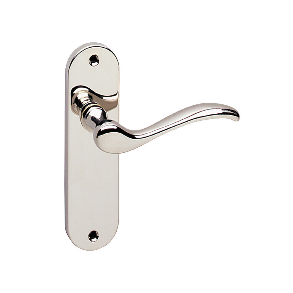 (Polished Nickel Plain) Metal Lever Latch Door Handles Set Round Rose