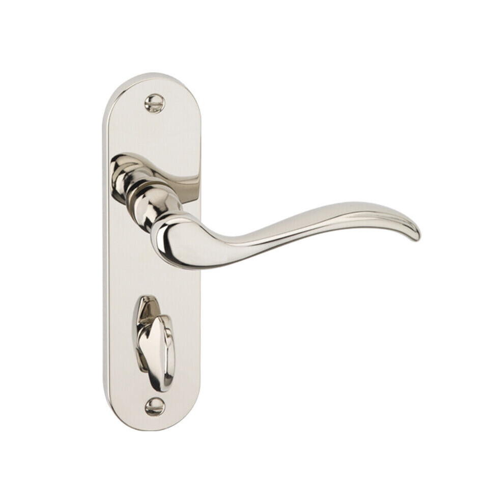 (Polished Nickel Bathroom) Metal Lever Latch Door Handles Set Round Rose